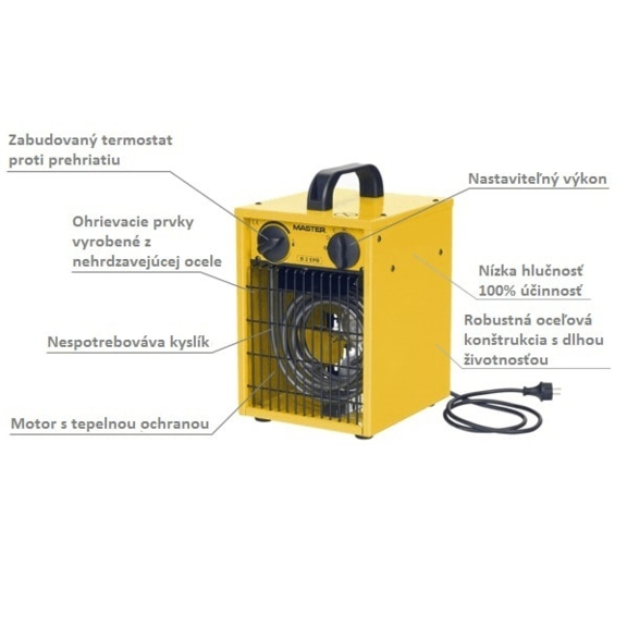 Master B 2 EPB profesionálny elektrický ohrievač s ventilátorom popis