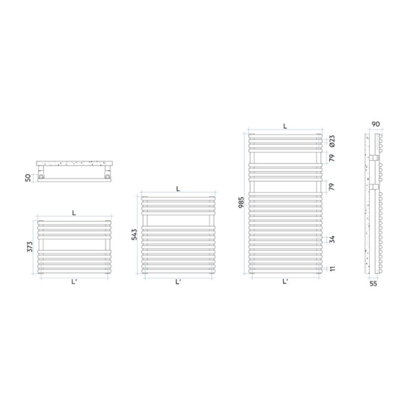 IRSAP Rigo dizajnový radiátor - rozmery
