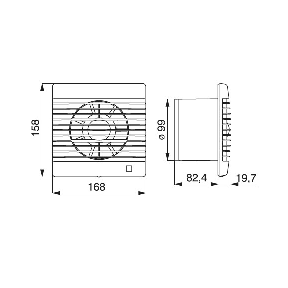 Ventilátor Future 100 C - rozmery