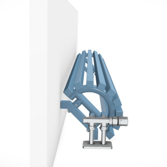 TERMA Triga ANC dizajnový radiátor RAL 5024 pohľad zhora detail - do rohu