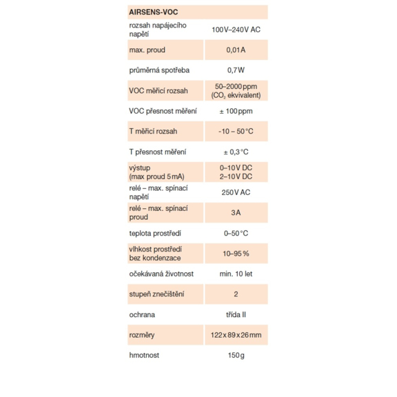 Soler & Palau AIRSENS-VOC senzor organických zlúčenín VOC - technické parametre