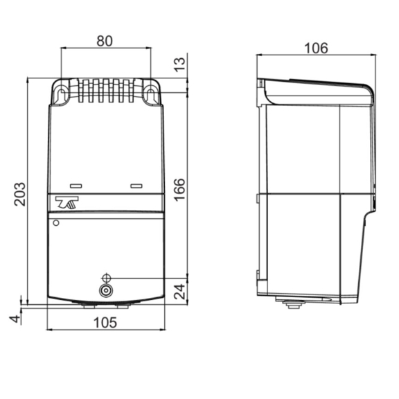 Systemair RTRE 3 regulátor pre kruhové ventilátory - rozmery