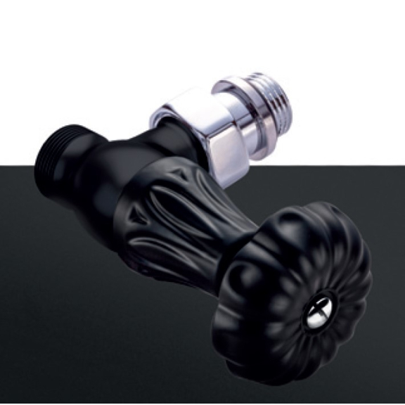 Matná čierna manuálna sada ventilov Floral Old Style - rohová