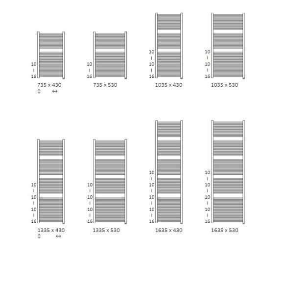 TERMA Mike ONE dizajnový radiátor - Dostupné veľkosti 1