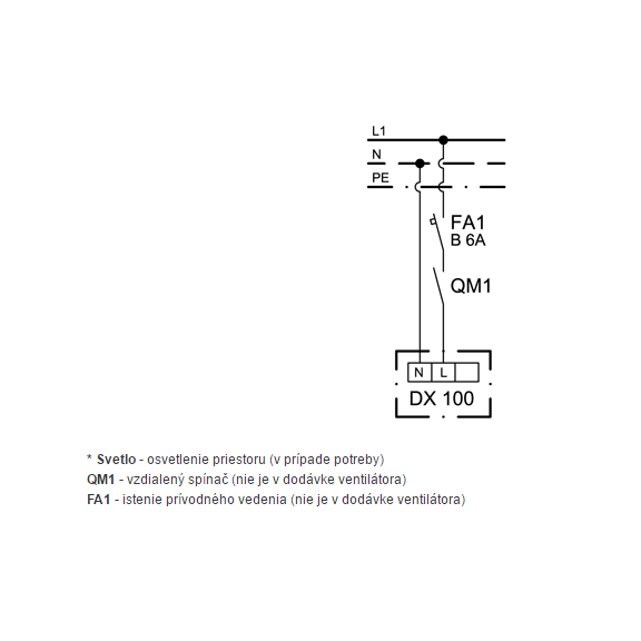 Ventilátor Xpelair DX 100 - schéma zapojenia
