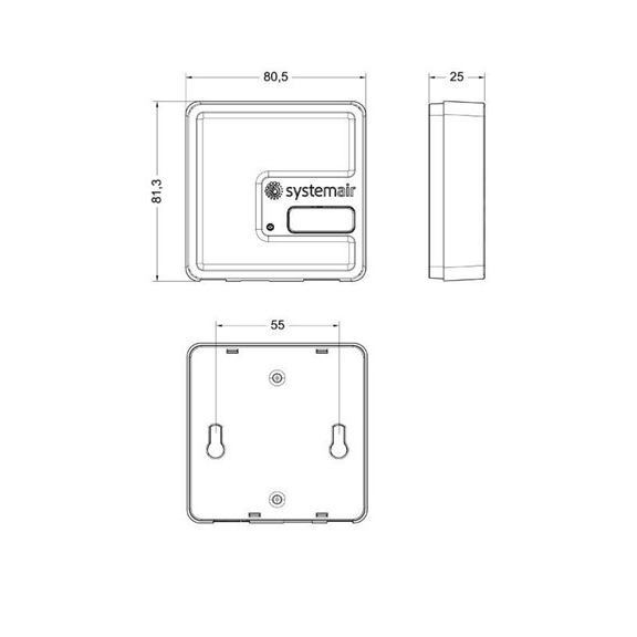 Systemair modul pre prístup na internet - Rozmery