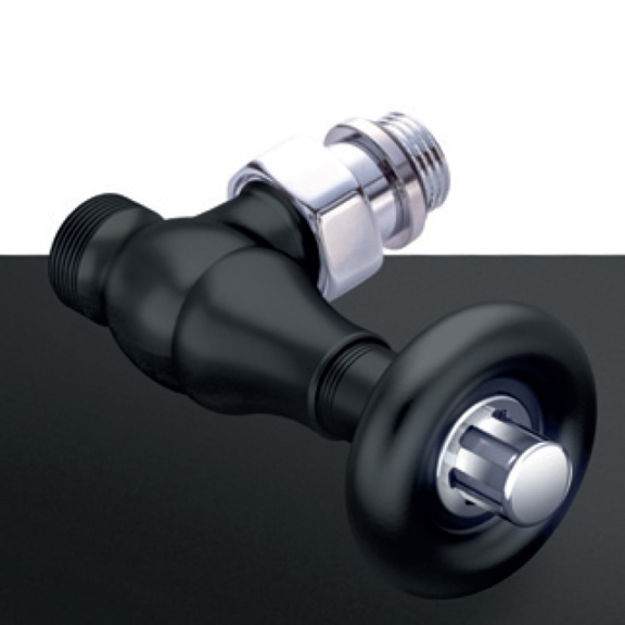 Matná čierna termostatická sada ventilov Old Style - rohová