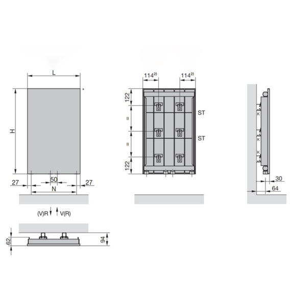 Zehnder Arteplano dizajnový radiátor - rozmery