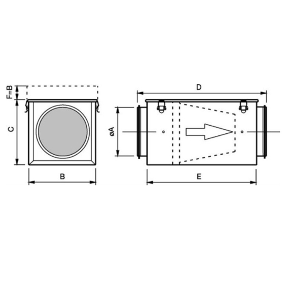 Systemair FFR 100 filtračná kazeta pre kruhové potrubie - rozmery