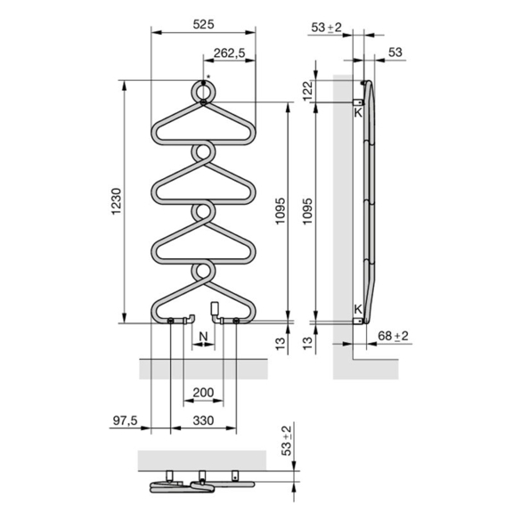 Zehnder Archibald dizajnový radiátor - rozmery