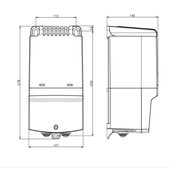 Systemair REU 3 regulátor pre kruhové ventilátory - rozmery