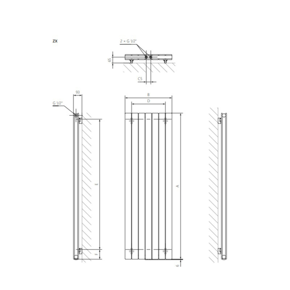 Terma Forte V20 dizajnový radiátor - rozmery