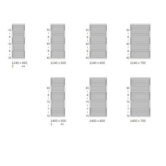 TERMA POC 2 kúpeľňový radiátor - dostupné rozmery2
