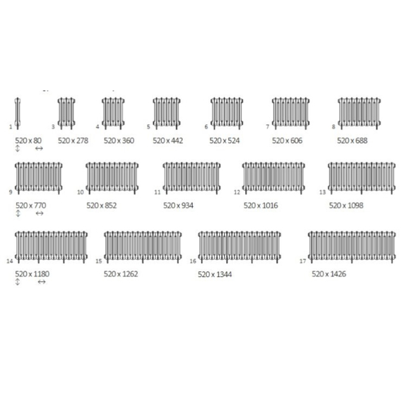 TERMA Plain retro radiátor 520x688 stojaci dostupné veľkosti