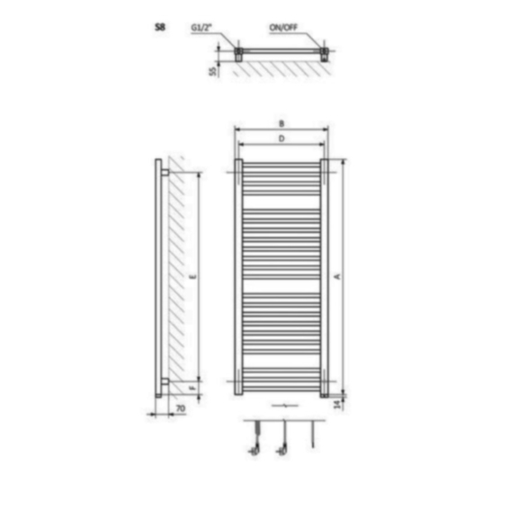 Bone One kúpeľňový radiátor  - Schéma