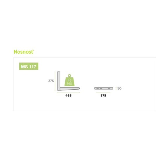 MS 117 Stredná konzola pre nástennú montáž nosnosť