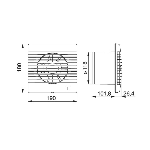 Ventilátor Future 120 C - rozmery