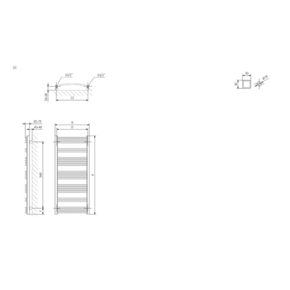 TERMA Jade M kúpeľňový radiátor - schéma