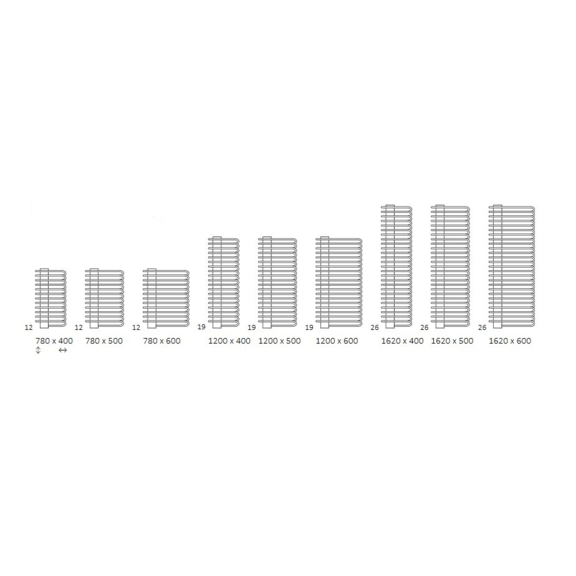 TERMA Michelle dizajnový radiátor Dostupné veľkosti