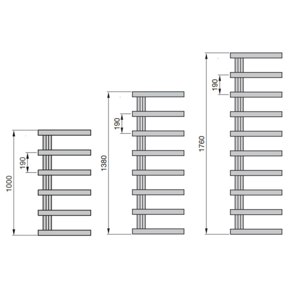 Zehnder Chime dizajnový radiátor - rozmery