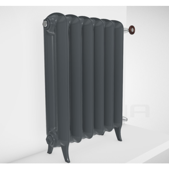 TERMA Plain retro radiátor farba Flat Black stojaci zboku