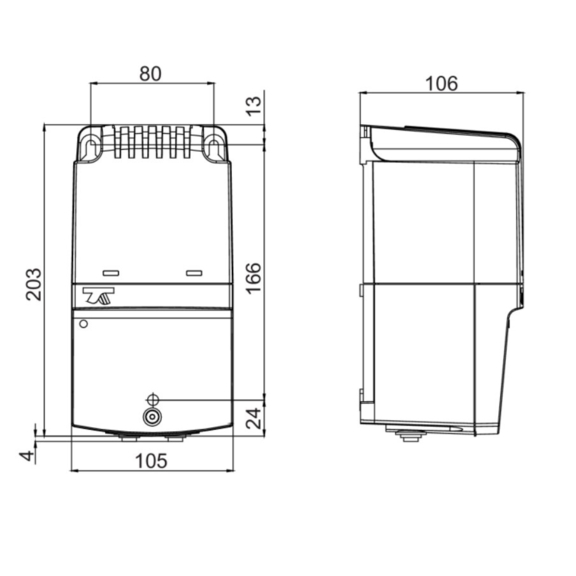 Systemair RE regulátor pre kruhové ventilátory - rozmery