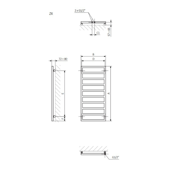 Terma Grid dizajnový radiátor - rozmery