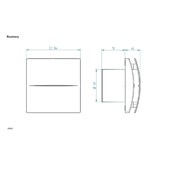 Ventilátor Systemair BF Silent 100 - rozmery