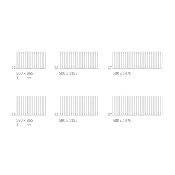 Terma Rolo Room dizajnový radiátor - rozmery