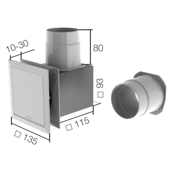 Helios ELS-ZS sada pre odsávanie vedľajšej miestnosti - rozmery