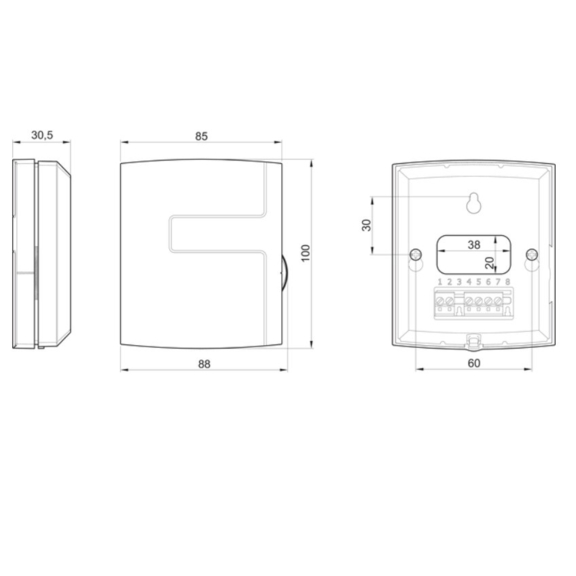 Systemair EC-Basic-H regulátor vlhkosti - rozmery