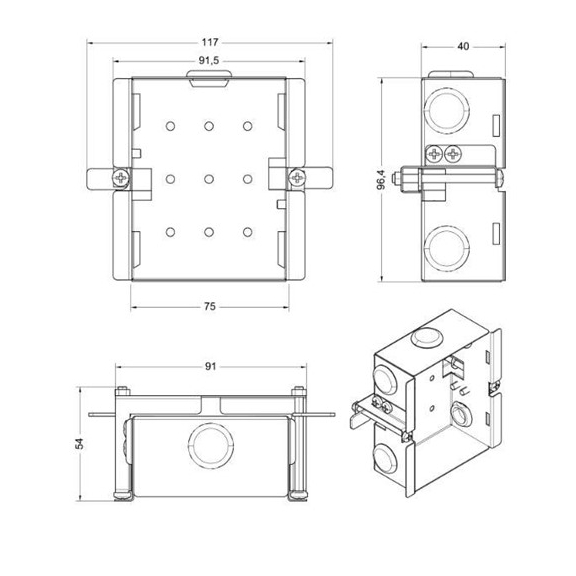 Systemair sada na montáž ovládacieho panela SAVE Touch - Rozmery