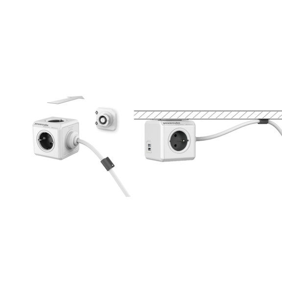 POWERCUBE EXTENDED USB 3m Grey predlžovačka