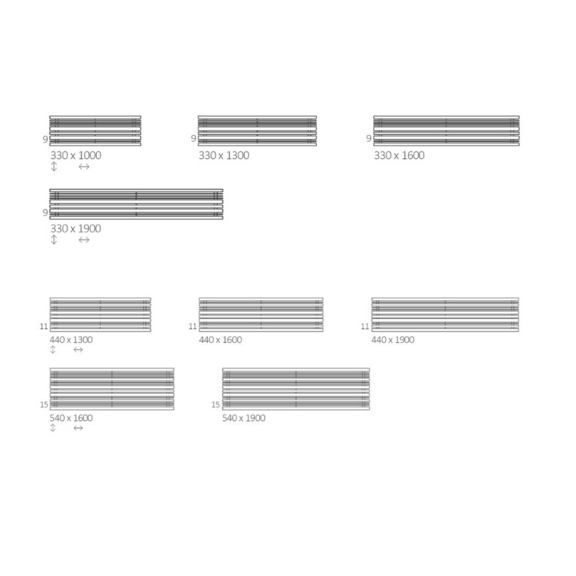 TERMA Sherwood H radiátor pod okno Dostupné veľkosti