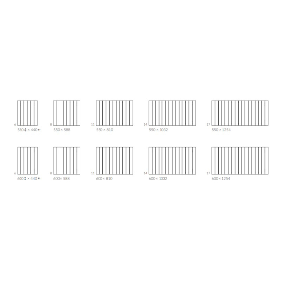 Terma Forte V10 dizajnový radiátor - rozmery