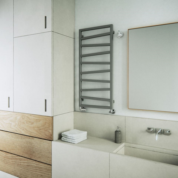 TERMA Zigzag kúpeľňový radiátor 1070x500 farba Metallic Stone interiér