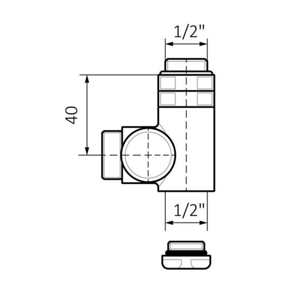 Terma trojosá termostatická sada ventilov s možnosťou kombinovaného pripojenia - rozmery