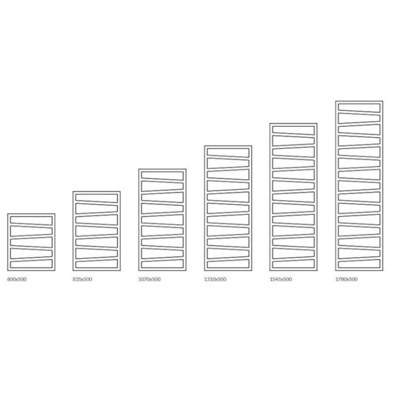 TERMA Zigzag kúpeľňový radiátor Dostupné veľkosti