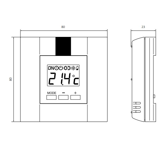 Terma DTIR1 regulátor s denným programom - nákres