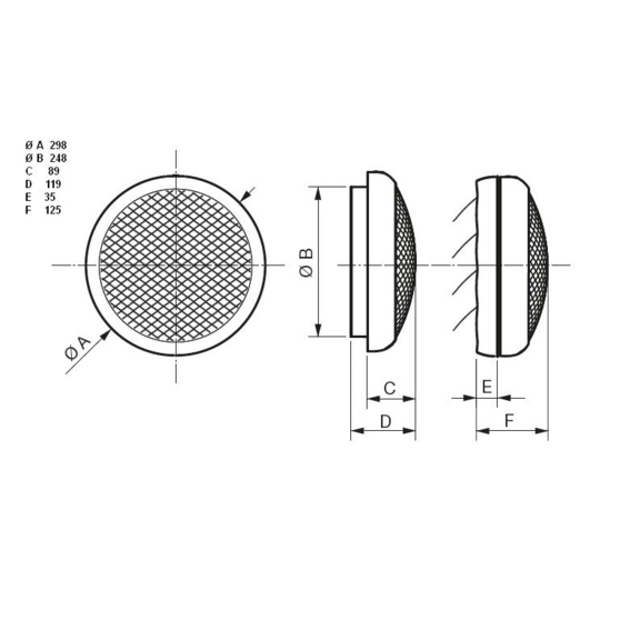 Okenný ventilátor HCM 225 - rozmery