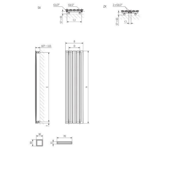 TERMA Pier dizajnový radiátor Schéma k montáži