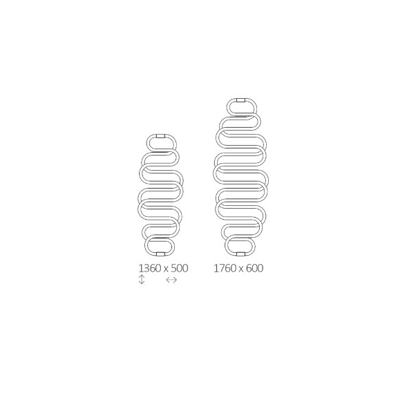 TERMA Perła E dizajnový radiátor Dostupné veľkosti