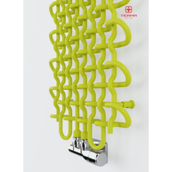 TERMA PLC V dizajnový radiátor 1800x463 farba Soft Green Apple - detail