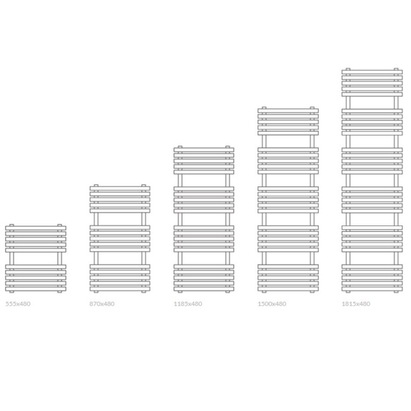TERMA Kioto dizajnový radiátor Dostupné veľkosti