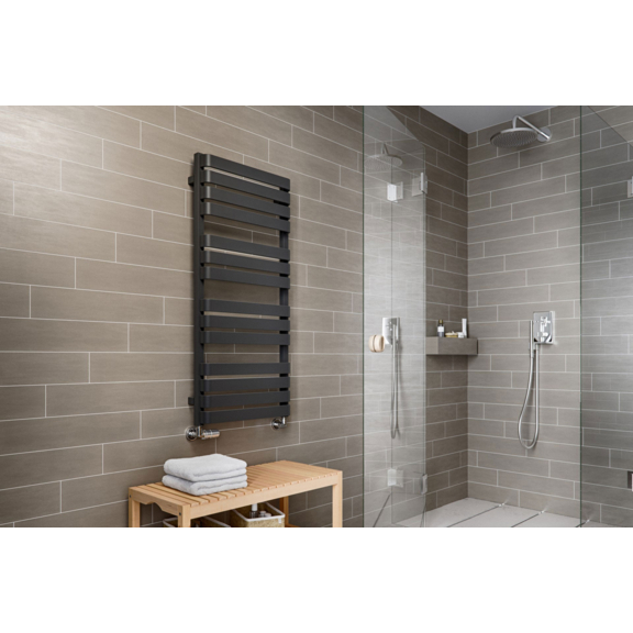 TERMA Warp T dizajnový radiátor 1110x500 farba Metallic Black - moderná kúpeľňa