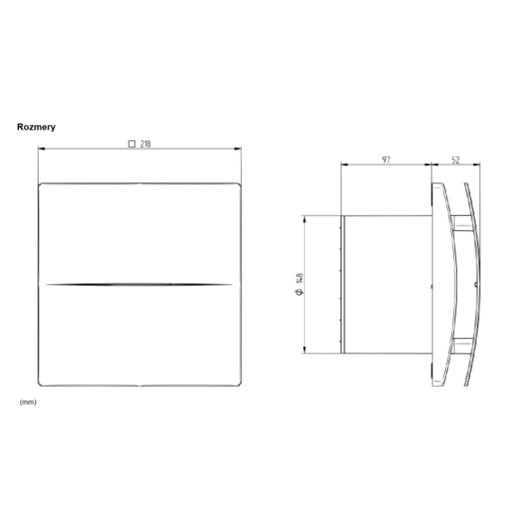 Ventilátor Systemair BF Silent 150 - rozmery