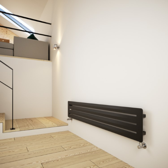 TERMA Aero H dizajnový radiátor 325x1800 farba Metallic Black na šírku