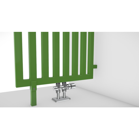 TERMA Angus DW dizajnový radiátor RAL6018 detail rozdeľovač miestnosti