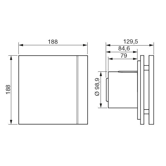 Ventilátor Silent 100 Design CHZ - rozmery