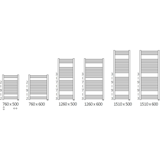 Bone One kúpeľňový radiátor  -  Dostupné veľkosti